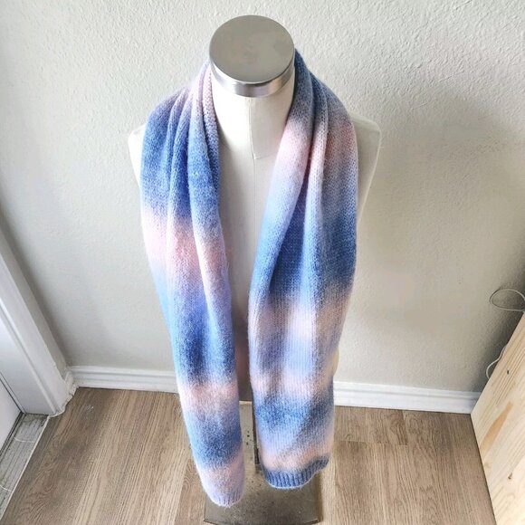 Juicy Couture Knitted Scarf Shawl Pastel Striped Acrylic OS 65"×12" - Picture 8 of 11